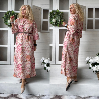 ŠATY S PÁSKEM KVĚT RŮŽOVÉ 