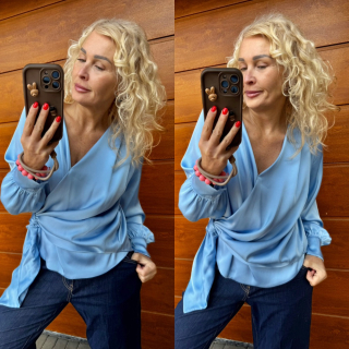 SATÉNOVÁ HALENKA-TOP světle MODRÁ