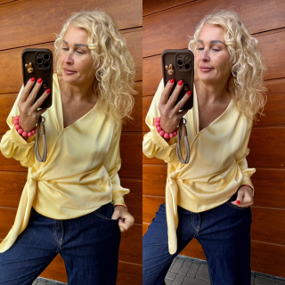 SATÉNOVÁ HALENKA-TOP světle ŽLUTÁ 