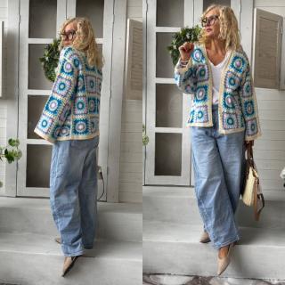 HÁČKOVANÝ TOP MELISA MODRÝ KVĚT