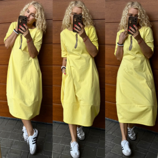 BAVLNĚNÉ  ŠATY KLASIK ŽLUTÉ 