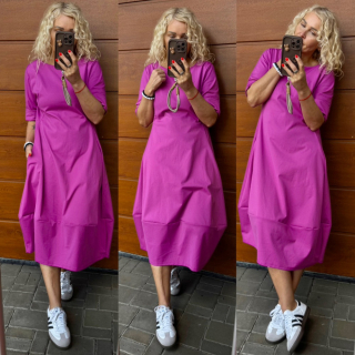 BAVLNĚNÉ  ŠATY KLASIK TMAVŠÍ LILA 