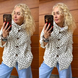 ŠUSTÁKOVÝ KABÁTEK BÍLÝ PUNTÍK