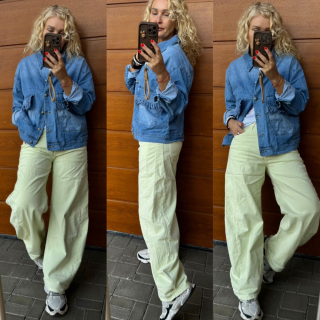 BAVLNĚNÉ RIFLE  SVĚTLÁ LIMETKA PRUŽNÉ BARELKY