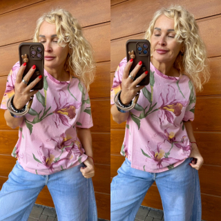 BAVLNĚNÉ TRIKO KVĚT RŮŽOVÉ 