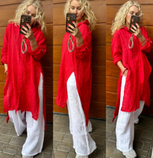 LNĚNÁ TUNIKA ČERVENÁ