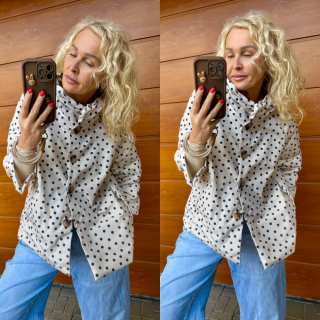 ŠUSTÁKOVÝ KABÁTEK BÉŽOVÝ PUNTÍK