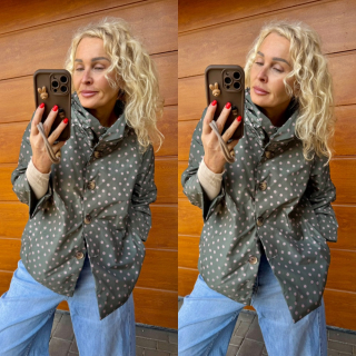 ŠUSTÁKOVÝ KABÁTEK  KHAKI PUNTÍK