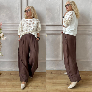 ŠIROKÉ KALHOTY ČOKOHNĚDÉ