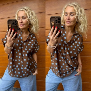 KOŠILOVÝ TOP-HALENKA PUNTÍK ČOKO