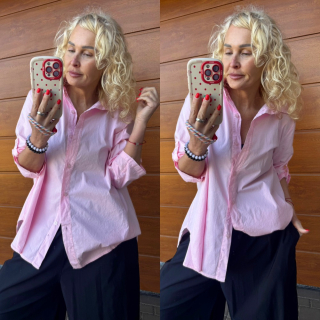 KOŠILE SIMPLE RŮŽOVÁ  OVERSIZE