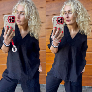 LNĚNÁ TUNIKA ČERNÁ 