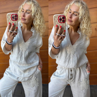 LNĚNÁ TUNIKA SVĚTLE BÉŽOVÁ