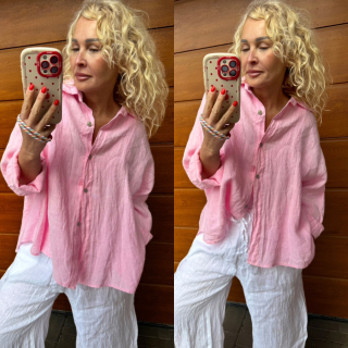 LNĚNÁ KOŠILE BABY PINK