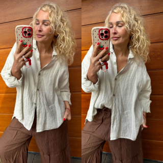 LNĚNÁ KOŠILE BÉŽOVÁ