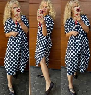 ŠATY PUNTÍK TMAVĚ MODRÉ 