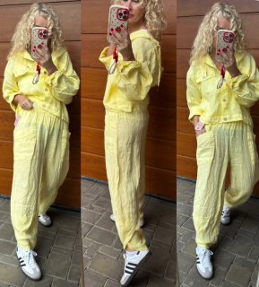 LNĚNÉ  BAGGY JANA ŽLUTÉ