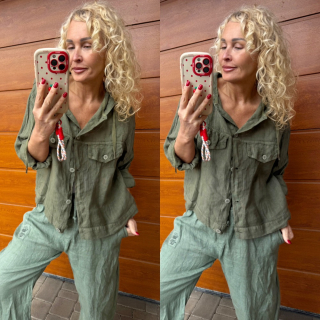 LNĚNÁ BUNDA KHAKI  s KAPUCÍ 