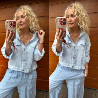 LNĚNÁ BUNDA BÍLÁ  s KAPUCÍ 