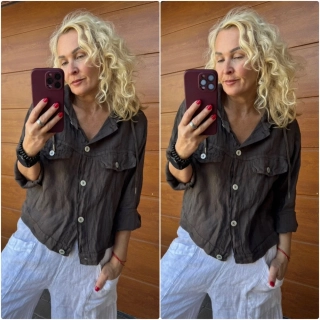 LNĚNÁ BUNDA ČOKOHNĚDÁ s KAPUCÍ 