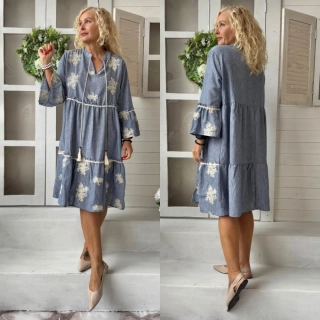 ŠATY ROMANTIK DENIM MODRÉ 