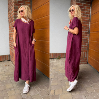 ŠATY OVERSIZE BURGUNDSKÉ