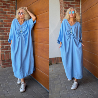 ŠATY OVERSIZE S KAMÍNKY světle modré 
