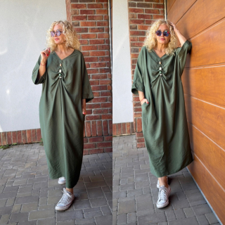 ŠATY OVERSIZE S KAMÍNKY khaki