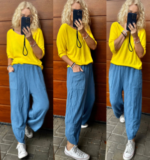 MUŠELÍNOVÉ BAGGY JANA  denim MODRÉ 