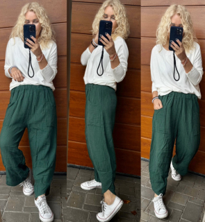 MUŠELÍNOVÉ BAGGY JANA lahvově zelené