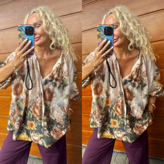 HALENKA TOP KVĚT KHAKI 