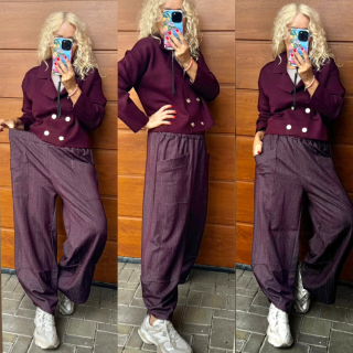 VÍNOVÉ PRUHOVANÉ  BAGGY OVERSIZE 