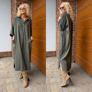 ELASTICKÉ ŠATY DITA - khaki 