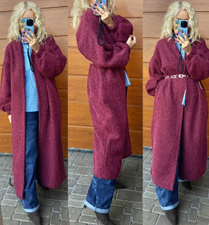 ŠUP OVERSIZE  KABÁT - vínový